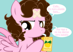 Size: 471x337 | Tagged: safe, artist:shinta-girl, oc, oc only, oc:shinta pony, juice box, solo, spanish