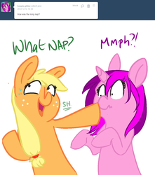 Size: 1000x1131 | Tagged: safe, applejack, oc, ask ol applejack, g4, ask, tumblr