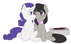 Size: 500x309 | Tagged: safe, artist:llacky, octavia melody, rarity, earth pony, pony, unicorn, g4, female, horn, lesbian, mare, raritavia, shipping, simple background, transparent background