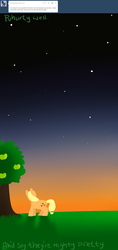 Size: 1000x2112 | Tagged: safe, applejack, ask ol applejack, g4, ask, female, solo, sunset, tree, tumblr