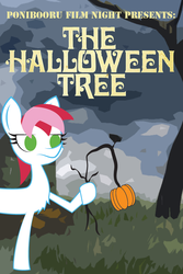 Size: 600x900 | Tagged: safe, artist:daisyhead, oc, oc only, oc:flicker, ponibooru film night, pumpkin, the hallowee tree