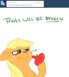 Size: 1000x1111 | Tagged: safe, applejack, ask ol applejack, g4, apple, ask, female, solo, tumblr