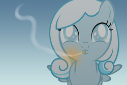 Size: 800x534 | Tagged: safe, artist:team-kittens, oc, oc only, oc:snowdrop, pegasus, pony, cigarette, female, filly, flcl, foal, samejima mamimi, smoking, solo