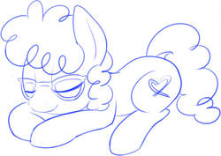 Size: 807x570 | Tagged: safe, artist:mcsadat, twist, earth pony, pony, g4, eyes closed, female, filly, glasses, lineart, monochrome, sleeping, solo