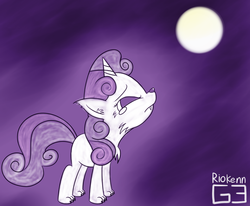 Size: 985x811 | Tagged: safe, artist:riokenng3, sweetie belle, hengstwolf, werewolf, g4, crying, female, moon, solo