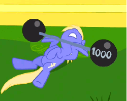 Size: 532x424 | Tagged: safe, screencap, bluebell, pegasus, pony, g4, hurricane fluttershy, animated, background pony, barbell, cropped, lifting, loop, solo, weight lifting, weights, wing hands