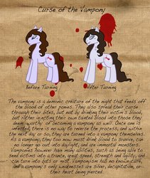 Size: 821x972 | Tagged: safe, artist:the-clockwork-crow, oc, oc only, undead, vampire, vampony, blood, text