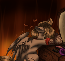 Size: 1280x1199 | Tagged: safe, derpy hooves, pegasus, pony, g4, bedeviled-derpy, crying, female, mare, sad