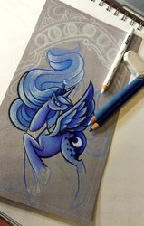 Size: 600x944 | Tagged: safe, artist:16shokushu, princess luna, g4, female, pencil, pencil drawing, photo, solo, traditional art, wip