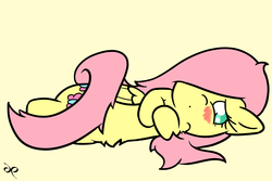 Size: 3000x2000 | Tagged: safe, artist:doggonepony, fluttershy, g4, bellyrubs, blushing, covering, cute, female, shyabetes, solo