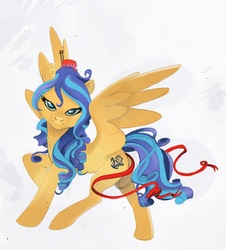 Size: 1986x2197 | Tagged: safe, artist:psychoon, oc, oc only, pegasus, pony, bright lily, female, mare, ribbon, solo