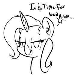 Size: 1600x1600 | Tagged: safe, artist:whydomenhavenipples, trixie, pony, unicorn, g4, bedroom eyes, female, lineart, looking at you, mare, monochrome, open mouth, portrait, smiling, solo