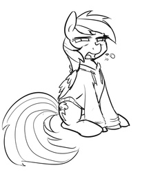 Size: 592x719 | Tagged: safe, artist:crade, rainbow dash, g4, clothes, female, grayscale, hoodie, monochrome, solo