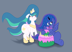 Size: 1316x952 | Tagged: safe, artist:wizardski, princess celestia, princess luna, g4, cake