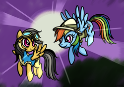 Size: 1754x1240 | Tagged: safe, artist:rambopvp, daring do, rainbow dash, g4, nightmare night, wonderbolt trainee uniform