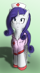 Size: 1000x1801 | Tagged: safe, artist:tunderi, rarity, pony, unicorn, g4, clothes, female, mare, nurse, solo