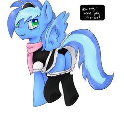 Size: 4000x4000 | Tagged: safe, artist:lisa400, oc, oc only, oc:audio scope, clothes, maid, mistress, simple background, skirt, solo, underhoof, upskirt