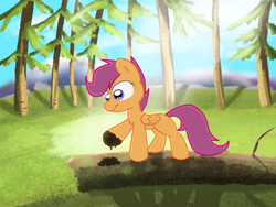 Size: 2048x1536 | Tagged: safe, artist:fuzzyfox11, scootaloo, g4, female, poop, solo