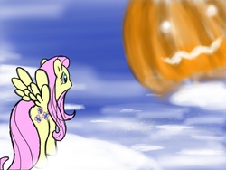 Size: 1024x768 | Tagged: safe, artist:atlas-66, fluttershy, pegasus, pony, g4, female, halloween, holiday, jack-o-lantern, pumpkin, solo