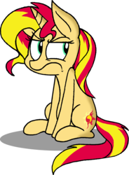 Size: 979x1332 | Tagged: safe, artist:strangiesleepy, sunset shimmer, pony, unicorn, g4, female, frown, solo, unamused