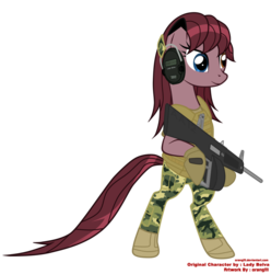 Size: 891x897 | Tagged: safe, artist:orang111, oc, oc only, pony, aa-12, bipedal, camouflage, clothes, gun, military, request, shotgun, solo, uniform