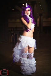 Size: 1333x2000 | Tagged: safe, artist:cyntheawindervaux, rarity, human, g4, 2013, anime expo, belly button, belly piercing, bellyring, convention, cosplay, glasses, irl, irl human, photo, piercing, solo
