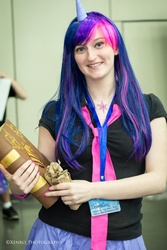 Size: 3264x4896 | Tagged: artist needed, safe, twilight sparkle, human, bronycon, bronycon 2013, g4, book, convention, cosplay, irl, irl human, necktie, photo, solo