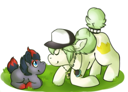 Size: 500x359 | Tagged: artist needed, safe, zorua, hat, n, natural harmonia gropius, necklace, pokémon, ponified