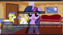 Size: 1366x768 | Tagged: safe, twilight sparkle, turnabout storm, g4, double rainboom puppet, looking at you, screenshot failure