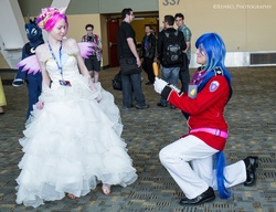 Size: 4256x3264 | Tagged: safe, artist:kyonkohizara, princess cadance, shining armor, human, bronycon, bronycon 2013, g4, convention, cosplay, irl, irl human, photo