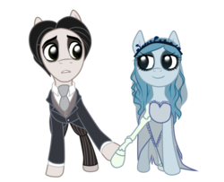 Size: 800x650 | Tagged: safe, artist:cat-cly, clothes, corpse bride, emily (corpse bride), ponified, suit, victor van dort