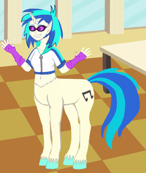 Size: 1623x1919 | Tagged: safe, artist:oneovertwo, dj pon-3, vinyl scratch, centaur, ponytaur, taur, equestria girls, g4, belly button, female, midriff, solo