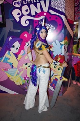 Size: 3264x4928 | Tagged: safe, artist:blakstarr, rarity, human, g4, cosplay, irl, irl human, photo, san diego comic con, solo, sword, weapon