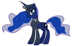 Size: 8094x5190 | Tagged: safe, artist:bronyvagineer, princess luna, g4, absurd resolution, clothes, female, simple background, solo, uniform