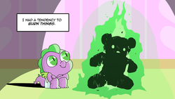 Size: 700x395 | Tagged: safe, spike, g4, arson, baby, baby spike, diaper, pyromaniac, spike-replies