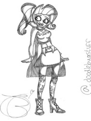 Size: 375x500 | Tagged: safe, artist:doodlebugstuff, rarity, vampire, equestria girls, g4, 30 minute art challenge, belly button, clothes, costume, female, halloween, midriff, monochrome, solo