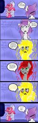 Size: 500x1597 | Tagged: safe, artist:brandonking2013, pinkie pie, oc, pony, unicorn, g4, comic, duo, ms paint, rae mix, sleeping, throne, wat, why