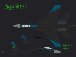 Size: 900x677 | Tagged: safe, artist:lonewolf3878, changeling, air force, aircraft, barely pony related, jet, plane, sukhoi su-27 flanker, warplane