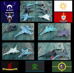 Size: 898x889 | Tagged: safe, artist:lonewolf3878, air force, aircraft, barely pony related, cadance monarchy, changeling kingdom, dassault rafale, ef2000, eurofighter typhoon, f-14 tomcat, f-15 eagle, f-22 raptor, f-4 phantom ii, f/a-18 hornet, fighter, flag, griffon empire, jet, jet fighter, legion of discord, lockheed corporation, navy, new lunar republic, shadowbolts, solar empire, sukhoi su-47 berkut