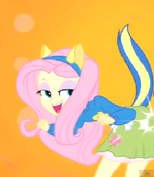 Size: 430x496 | Tagged: safe, screencap, fluttershy, equestria girls, g4, butt bump, butt to butt, butt touch, female, lidded eyes, out of context, solo