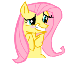 Size: 568x512 | Tagged: safe, fluttershy, g4, blushing, female, ms paint, solo