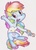 Size: 1115x1547 | Tagged: safe, artist:norithecat, rainbow dash, fawn, anthro, g4, clothes, female, shirt, solo, species swap, unshorn fetlocks