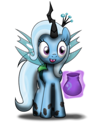 Size: 640x834 | Tagged: safe, artist:evil-dec0y, queen chrysalis, trixie, pony, unicorn, g4, clothes, costume, female, kathleen barr, mare, nightmare night, simple background, solo, transparent background, voice actor joke