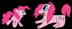Size: 1345x544 | Tagged: safe, pinkie pie, dog, g4, black background, drawing, simple background, species swap