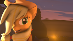 Size: 1920x1080 | Tagged: safe, artist:stormbadger, applejack, g4, 3d, female, looking at you, portrait, solo, source filmmaker, windswept mane