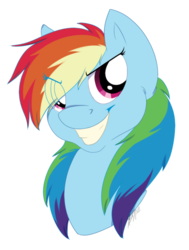 Size: 552x731 | Tagged: safe, artist:aidennn, rainbow dash, pegasus, pony, g4, bust, female, mare, portrait, simple background, smiling, solo, transparent background