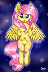 Size: 2000x3000 | Tagged: safe, artist:shyshyoctavia, fluttershy, pegasus, pony, g4, chest fluff, cute, female, heart, heart eyes, looking at you, open mouth, shyabetes, signature, solo, stars, unshorn fetlocks, wingding eyes, wings
