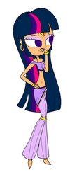 Size: 484x1096 | Tagged: safe, artist:annasabi101, twilight sparkle, genie, human, equestria girls, g4, barefoot, bedroom eyes, belly button, belly dancer, belly dancer outfit, ear piercing, earring, eyeshadow, feet, female, geniefied, hand on hip, harem outfit, hooped earrings, humanized, jewelry, makeup, midriff, piercing, solo, tiara