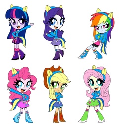 Size: 1553x1606 | Tagged: safe, artist:annasabi101, applejack, fluttershy, pinkie pie, rainbow dash, rarity, twilight sparkle, equestria girls, g4, mane six