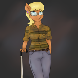 Size: 4000x4000 | Tagged: safe, artist:lisa400, ms. harshwhinny, anthro, g4, clothes, crossover, glasses, grand theft auto, gta v, lester crest, plaid, request, solo